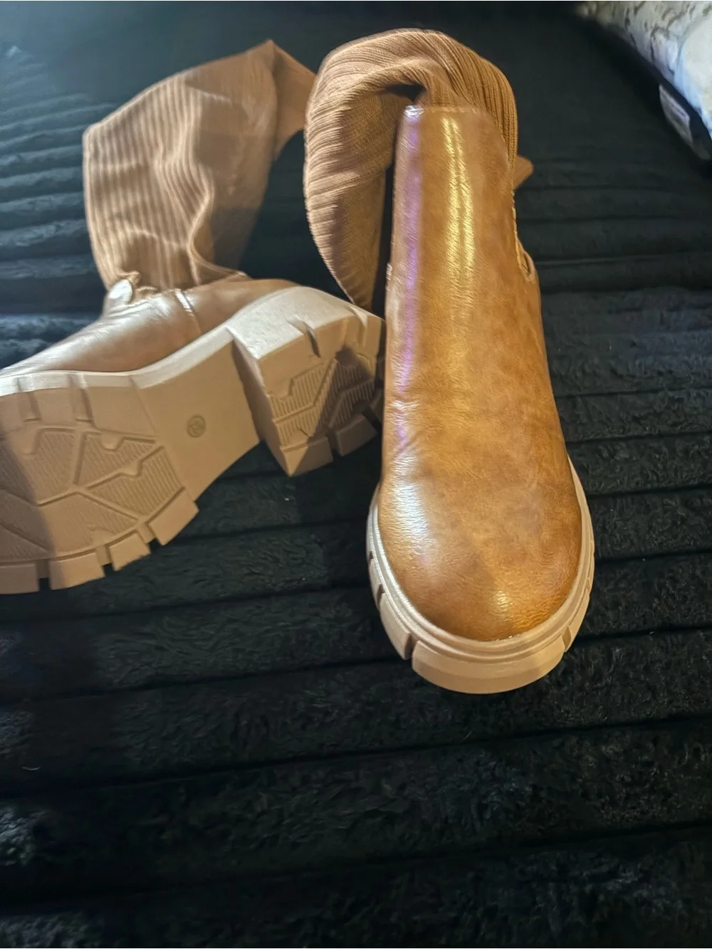 Women's Tan Over-the-Knee Chunky Sole Boots